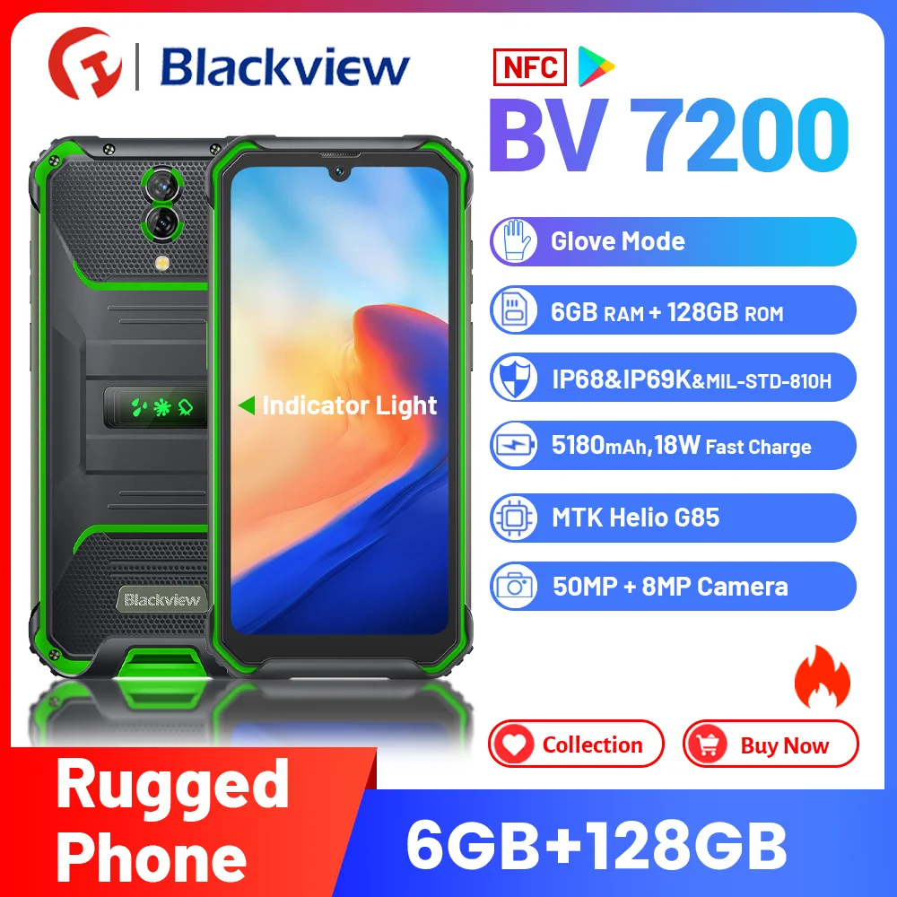 Blackview ߰ Ʈ, MTK Helio G85,6GB + 128GB, 50MP, 5180mAh, ȵ̵ 12 ޴, 6.1 ġ Ÿھ ڵ NFC, BV7200